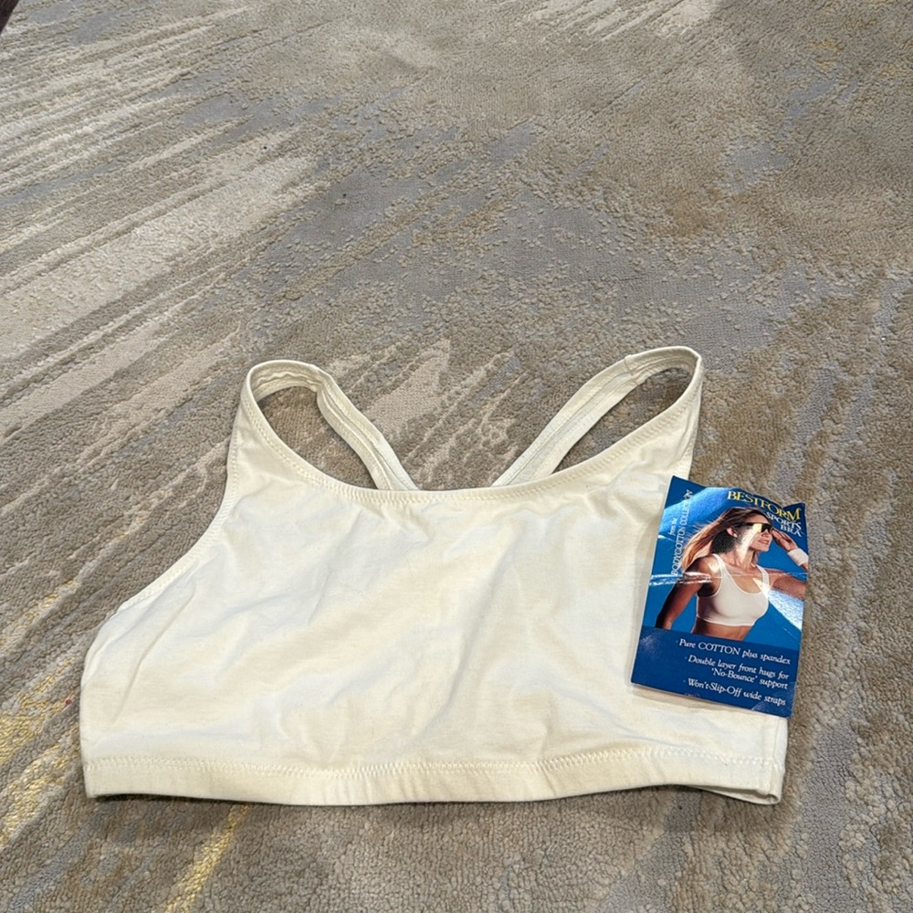 Vtg 1980s Bestform sports bra‎ pure Cotton + spandex NWT fits C-D single stitch